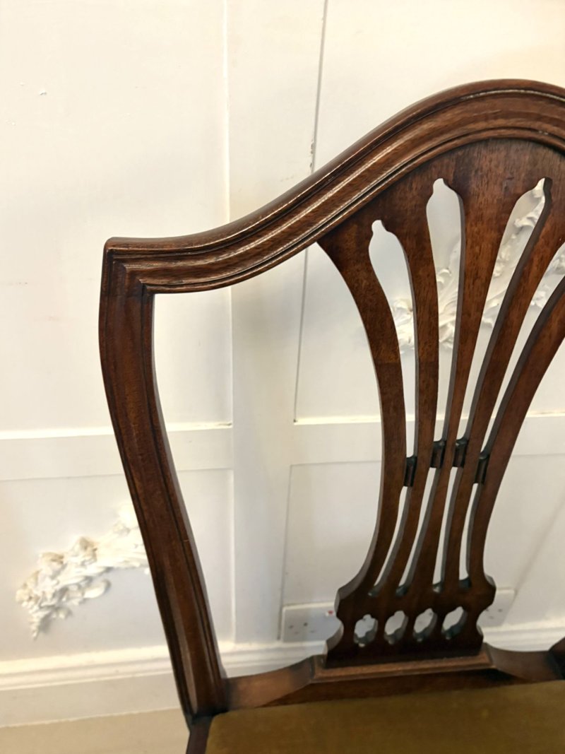 Quality Set of 12 Antique Mahogany Hepplewhite Style Dining Chairs